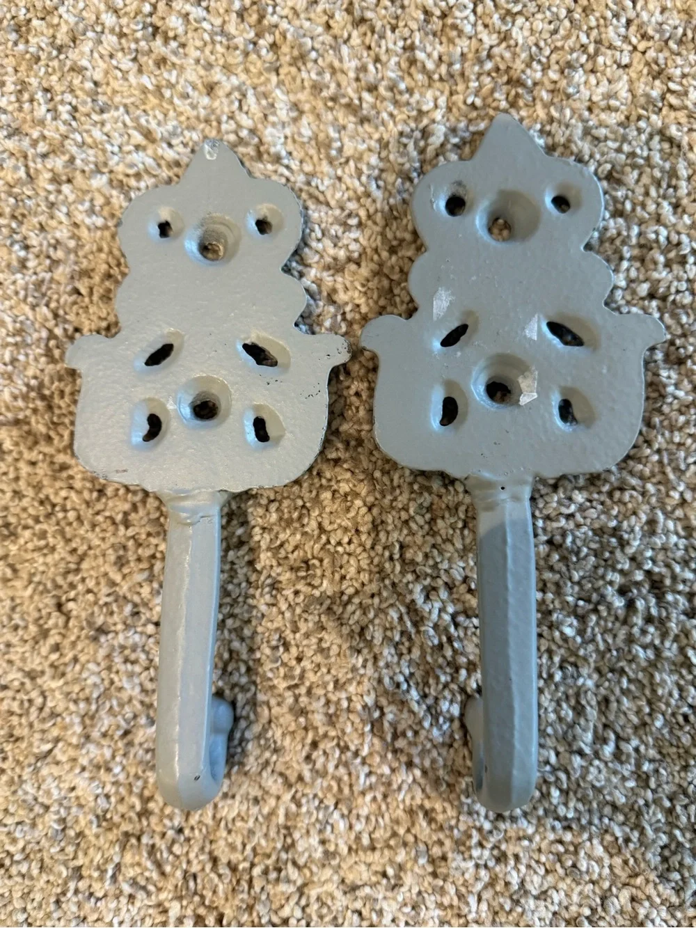 Iron Ornate Gray Decorative Wall Hooks — Pair